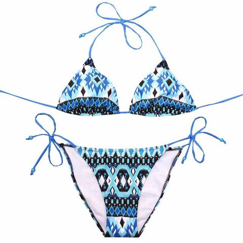 Push Up Swimwear Female Printed Brazilian Bikini Set