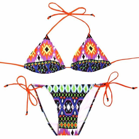 Push Up Swimwear Female Printed Brazilian Bikini Set