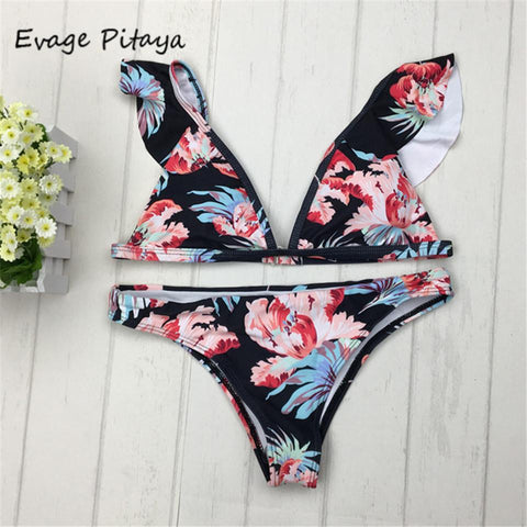 Floral Print Throughout  Brazilian Bikini Set