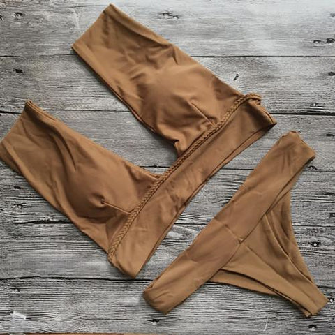 Cut Out Micro Bikini Braided Bathing Suit