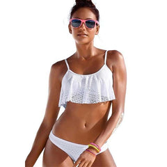 Ruffle Cut holes Brazilian Bikini Set