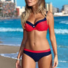 Image of Large Size Striped Patchwork  Push up Bikini Set