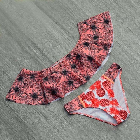 Ruffle Style Push Up Brazilian Bikini Set