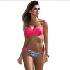 Image of Low Waisted Bathing Suits Halter Top Push Up Bikini Set