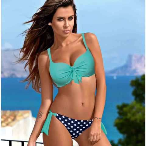 Low Waisted Halter Top Push Up Bikini Set Plus Size