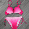 Image of XXL Gradient Push Up  Two Piece Beach Neon Scrunch Bikini Set
