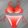 Image of XXL Gradient Push Up  Two Piece Beach Neon Scrunch Bikini Set