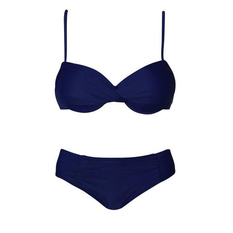 Retro Solid Bikini Set