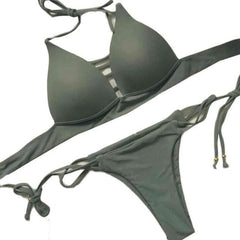 New Push Up Cross Beach Low Waist Brazilian Bikini Set