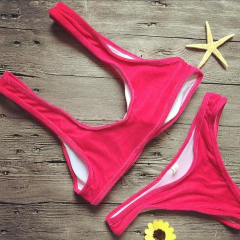 Solid Color Bikini Set