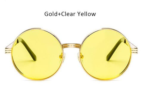 Vintage  Men Women Gothic Steampunk Round Sunglasses