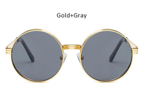 Vintage  Men Women Gothic Steampunk Round Sunglasses