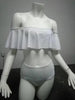 Image of Pink Solid Off Shoulder Bikini Cute Set