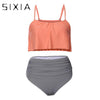 Image of Pink Solid Off Shoulder Bikini Cute Set