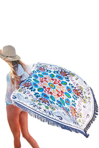 Wildflower Round Towel Beach Picnic Blanket