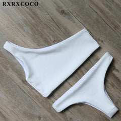 Solid  White Bikini Set