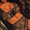 Image of Black White Lace High Waist  Bikini Set