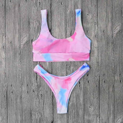 Solid Halter Top Brazilian Bikini Set