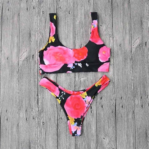 Solid Halter Top Brazilian Bikini Set