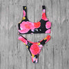 Image of Solid Halter Top Brazilian Bikini Set