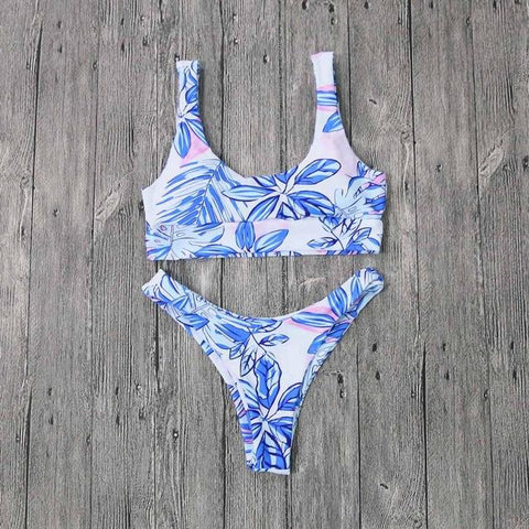Solid Halter Top Brazilian Bikini Set