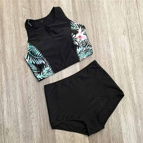High Waist Vintage High Neck Bikini Set