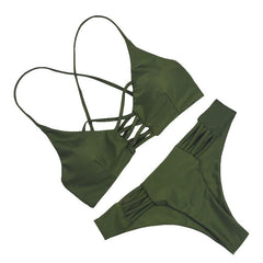 Green  Push up Swimsuit Bikini Set