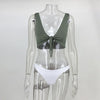 Image of Two-Pieces Swimwear Solid Sleeveless Hollow Out Bathing Suit