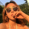 Image of Fashion Round Frame Cat's Eye Sunglasses