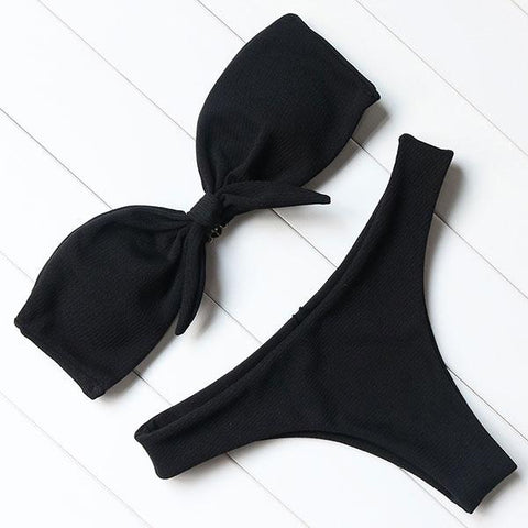 Strapless Bikini Push Up Padded Knot Bikini Set