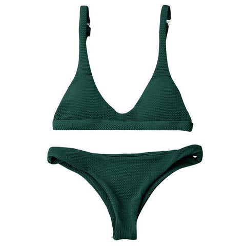 Solid Color  Brazilian Bikini Set