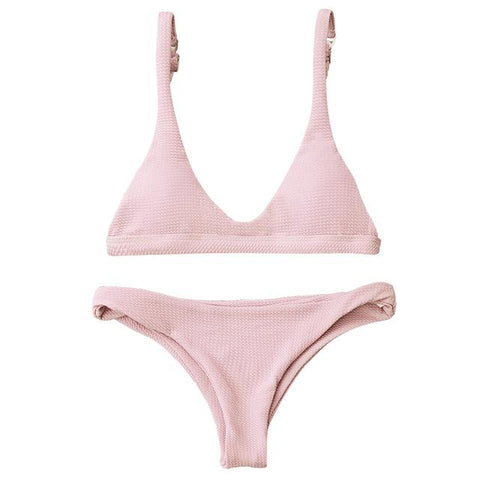 Solid Color  Brazilian Bikini Set