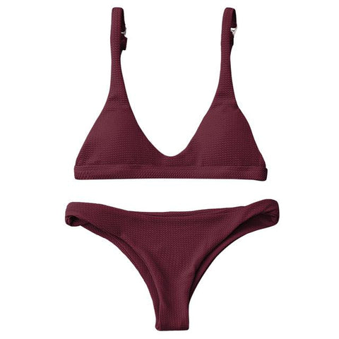 Solid Color  Brazilian Bikini Set