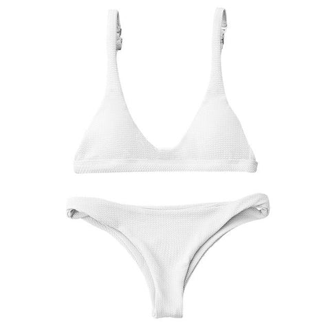 Solid Color  Brazilian Bikini Set