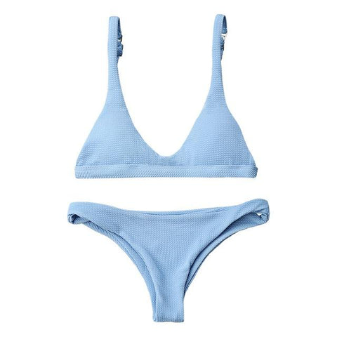 Solid Color  Brazilian Bikini Set