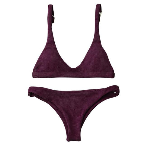 Solid Color  Brazilian Bikini Set