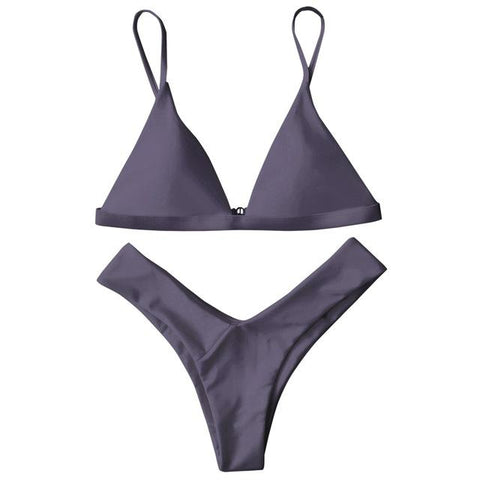 High Cut Soft Pad Spaghetti Strap Thong Swimwear