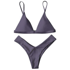 High Cut Soft Pad Spaghetti Strap Thong Swimwear