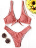 Image of New Thong Plaid Front Tie Bikini Set