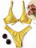 Image of New Thong Plaid Front Tie Bikini Set