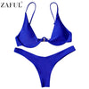 Image of Low Waisted Underwired Plunge  Push Up Bikini Set