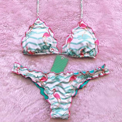 Flamingo Printed Bikini Set