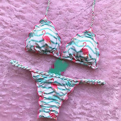 Flamingo Printed Bikini Set