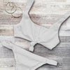 Image of Solid V Neck Bikinis Set