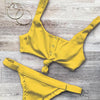 Image of Solid V Neck Bikinis Set