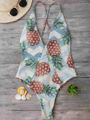 Pineapple High Cut Cross Back Swimwear