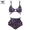Image of Print High Waist Swimsuit Push Up  Retro Bandage Bikini Set