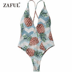 Pineapple High Cut Cross Back Swimwear