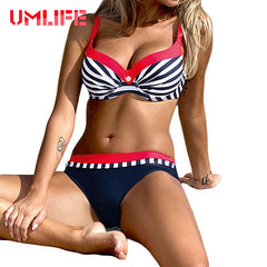 Striped Swimwear Women Push Up Bikini Set