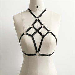 Hollow Out Elastic Cage Bra Strappy Halter Bra